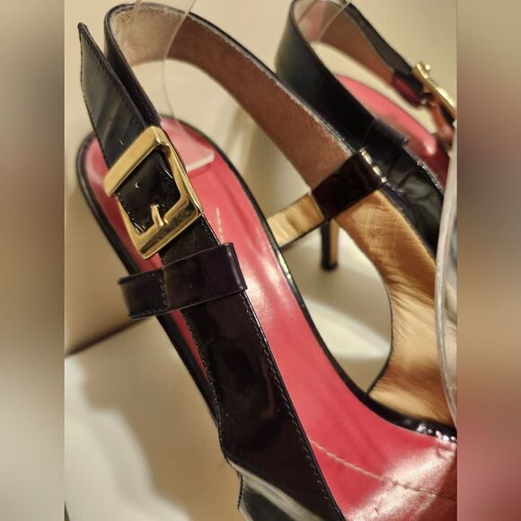 Kate Spade New York Black Patent Leather Peep Toe Slingback Pumps sz.10 Ret $295 - Picture 5 of 8